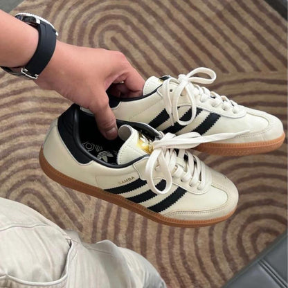 Samba Classic Sneakers – White & Black with Gum Sole